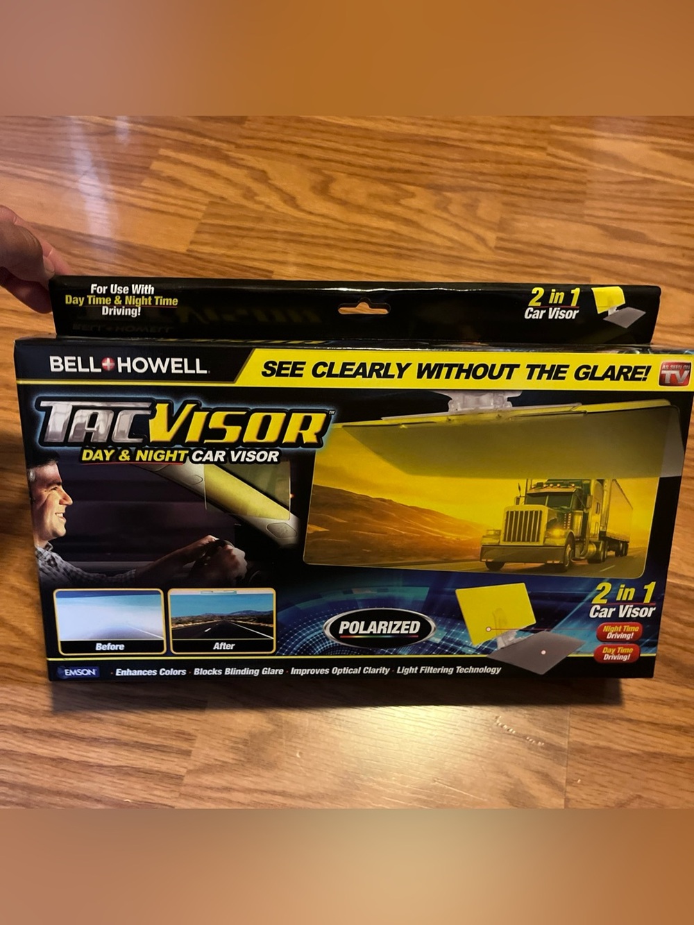 Bell + Howell TACVISOR Day & Night Car Visor (Polarized) 2 in 1 Car Visor New